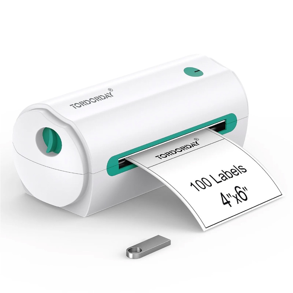 Tordorday thermal shipping label printer with starter labels